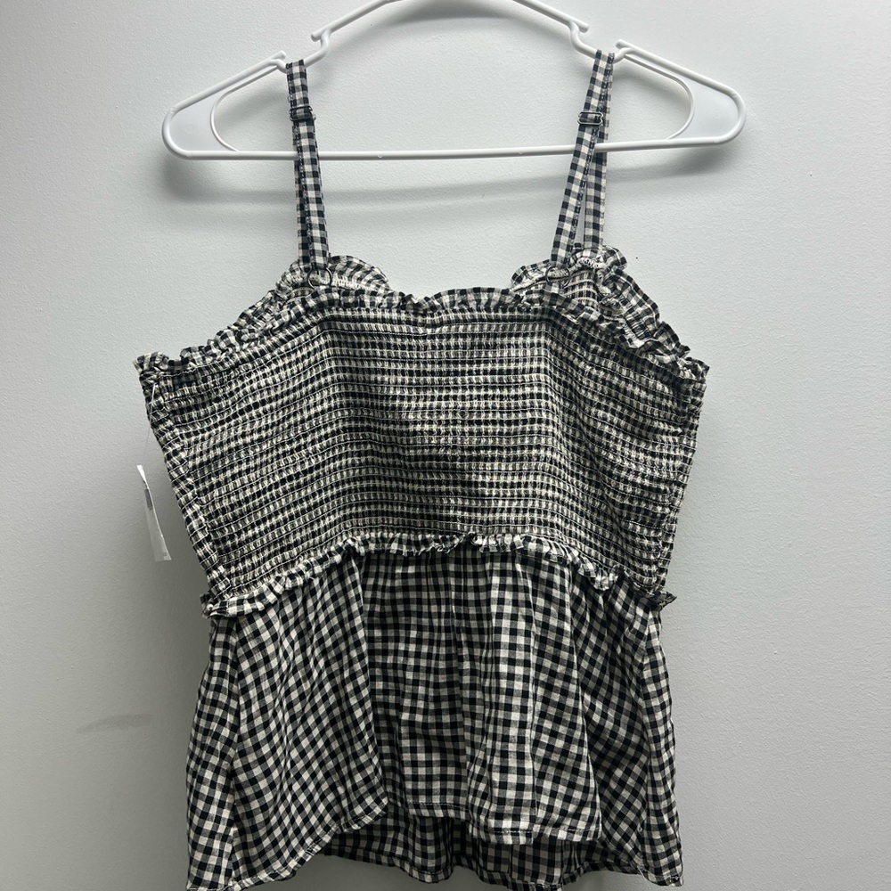 Black and White Plaid Tank Top with flowy bottom half